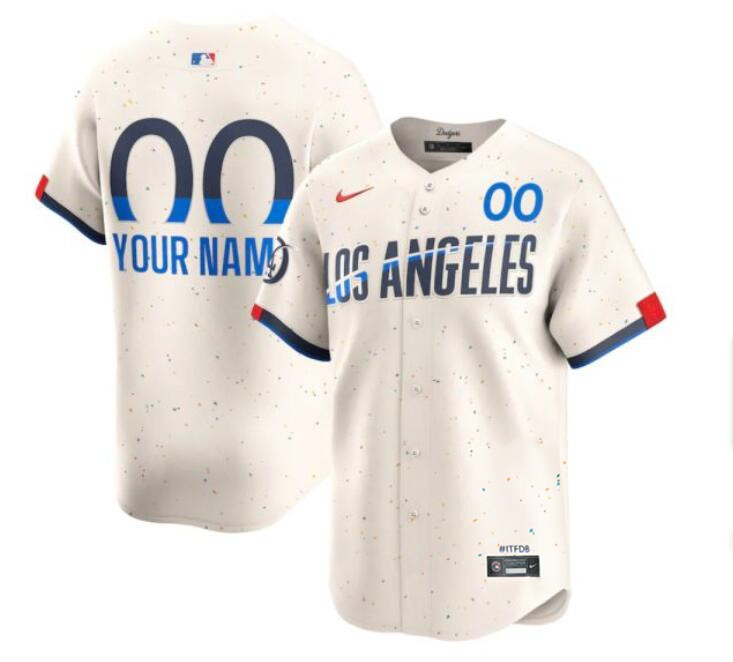 Men's Los Angeles Dodgers Active Player Custom Cream 2024 City Connect Limited Stitched Baseball Jersey